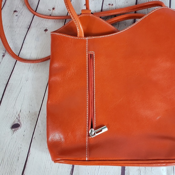 Vera Pelle Leather Crossbody Shoulder Bag Purse - Picture 5 of 8